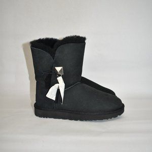 $250 UGG Lilou Genuine Shearling Lined Short Boot STUD TASSEL BLACK 6 (M9)